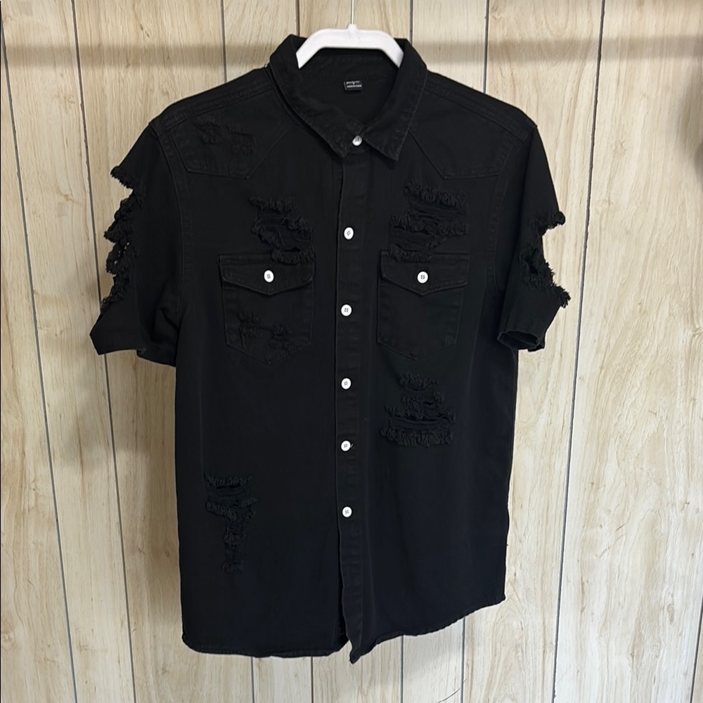 Black Casual Button Down Shirt